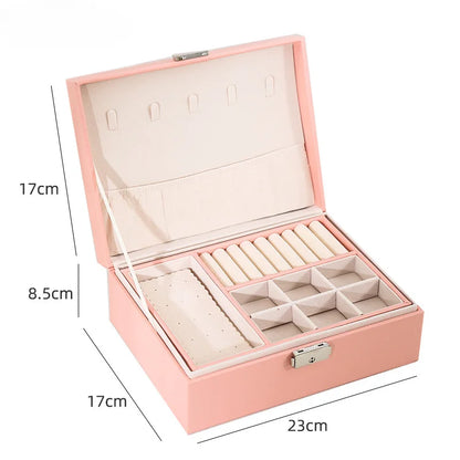 Double-layer Wooden Jewlery Box Ring Box Jewelry Boxes and Packaging with PU Leather Jewelry Storage Organizer and Makeup Case