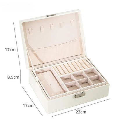 Double-layer Wooden Jewlery Box Ring Box Jewelry Boxes and Packaging with PU Leather Jewelry Storage Organizer and Makeup Case